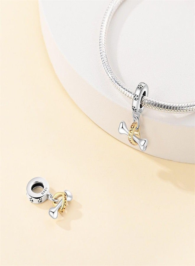ARTCHARM Dog Print and Bone Love Heart Charms for Woman-925 Sterling Silver Dangle Pendant Bead with Cubic Zirconia,DIY Gifts for Women Bracelet & Necklace, red - Image 3